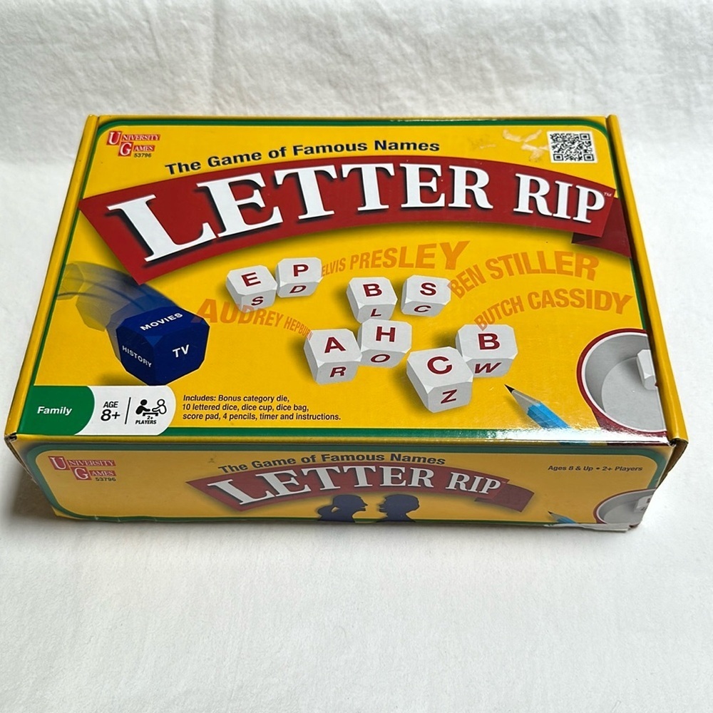 Letter Rip board game: The game of famous names